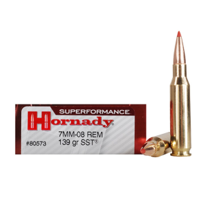 HORNADY Superformance 7mm-08 Rem. 139 Grain SST Ammo, 20 Round Box (80573)