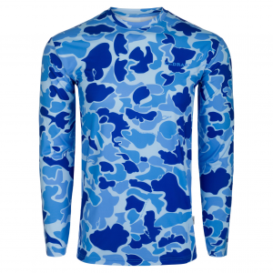 DRAKE Performance Crew Print Old School Surfing Blue Long Sleeve Shirt (DS1505-043)