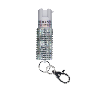 SABRE Jeweled Silver Pepper Spray with Key Ring (KR-J-WH-02)