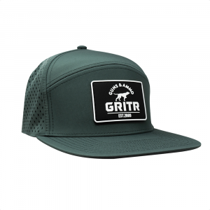 GRITR One Size Casual Trucker Hat for Everyday Wear w/ Patch & Flat-Bill Visor, Steel Green
