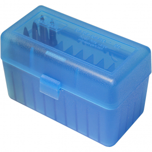 MTM Flip-Top 22-250/6mm PPC/7mm BR 50rd Clear Blue Ammo Box 50 Round (RS-S-50-24)