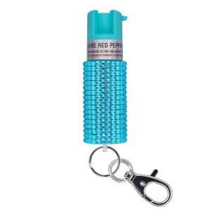 SABRE Jeweled Teal Pepper Spray with Key Ring (KR-J-TL-02)