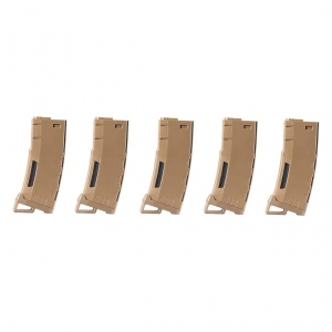 LANCER TACTICAL 130rd High Speed Mid-Cap Tan Airsoft Magazine Pack of 5 (LT-MIDMAG-HST-5P)