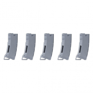 LANCER TACTICAL 130rd High Speed Mid-Cap Gray Airsoft Magazine Pack of 5 (LT-MIDMAG-HSY-5P)