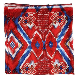 WYOMING TRADERS Aztec Regular Red Blue Silk Scarf (A4)