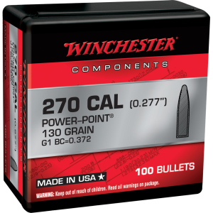 WINCHESTER AMMO Centerfire Rifle Reloading 270 Win 130gr 100rd/Box Bullets (WB270P130X)