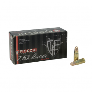 FIOCCHI 7.63 Mauser 88 Grain FMJ Ammo, 50 Round Box (763A)