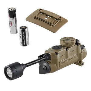 STREAMLIGHT Sidewinder Stalk Box Pack Coyote Helmet Light with Helmet Clip, ARC Rail Mount and Assembly, CR123A, AA Alkaline Battery (14307)