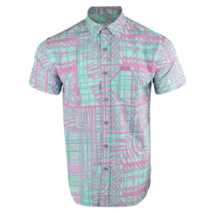 RETRO RIFLE Men's High Tide Mint/Pink Button Down Shirt, Medium (HIGHTIDEMINTPINK-M)