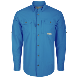 DRAKE Men's Wingshooters Trey Marina Blue LS Shirt (DS2601-MBU) - Drake