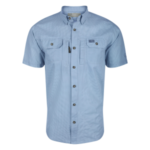 DRAKE Men's Frat BD Houndstooth Check Marina Blue SS Shirt (DS2275-MBU)