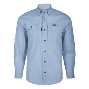 DRAKE Men's Frat BD Houndstooth Check Marina Blue Sage LS Shirt (DS2276-MBU) - Drake