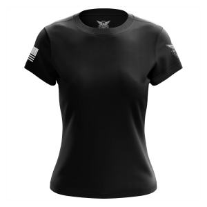 WE THE PEOPLE HOLSTERS Women's Basic Black/White Short Sleeve Shirt (CREWF-K_0000-W-FL)