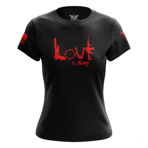 WE THE PEOPLE HOLSTERS Women's Tactical Love Black/Red Short Sleeve Shirt (CREWF-K_0264-R-FL)