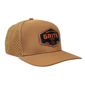 GRITR One Size Casual Trucker Hat w/ Pre-Curved Visor, Caramel