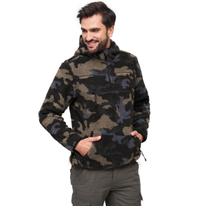BRANDIT INDIVIDUAL WEAR Men's Hooded Fleece Quarter Zip Dark Camo Pullover (5023-12004)