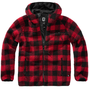 BRANDIT INDIVIDUAL WEAR Men's Hooded Fleece Full Zip Red Black Check Jacket (5024-13041)