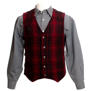 WYOMING TRADERS Mens Regular Red Plaid Wyoming Wool Vest (VPR)