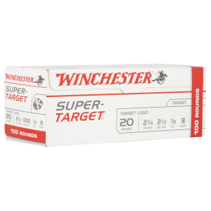 WINCHESTER AMMO Super-Target 20Ga 7/8oz 2.75in #8 100rd Box Shotshells (TRGT208VP)