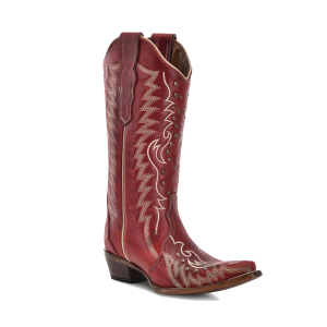 Corral CORRAL Women's Embroidery and Studs Red Snip Toe Cowboy Boots (L6117) - $179.00 at GritrSports