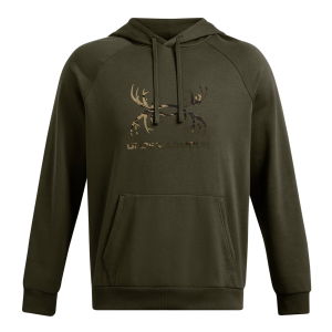 UNDER ARMOUR Men's Rival Fleece Antler Marine OD Green/UA Forest 2.0 Camo Hoodie (1388086-390)