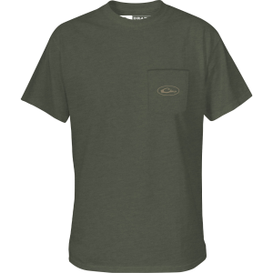 DRAKE Men's Old School Oval Kalamata Light Heather Short Sleeve T-Shirt (DT9600-KLH) - Drake