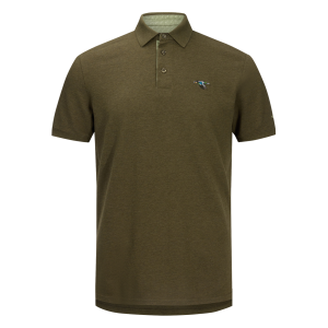 DRAKE Men's Pique Logo Kalamata Olive Heather Polo (DS4090-KMO)