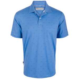 DRAKE Men's Performance Print Marina Blue Polo Shirt (DS4092-MBU)