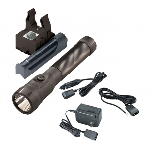 STREAMLIGHT PolyStinger LED Black Flashlight w/ 120V/100V AC/12V DC PiggyBack Charger (76132)