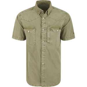 DRAKE Mens Cinco Ranch Western Acid Washed Oil Green SS Shirt (DS2233-OGN)