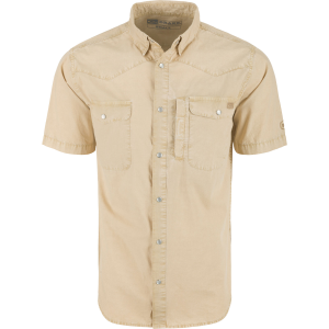 DRAKE Mens Cinco Ranch Western Acid Washed White Pepper SS Shirt (DS2233-WPR)