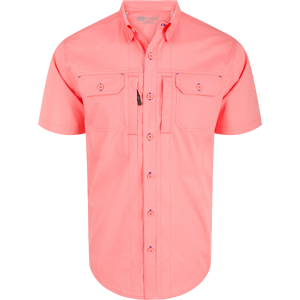 DRAKE Mens Wingshooter Trey Cotton Solid Shell Pink SS Shirt (DS2620-SPN)