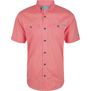 DRAKE Mens Frat Gingham Check Button-Down Chili Pepper Red SS Shirt (DS2265-CPR)