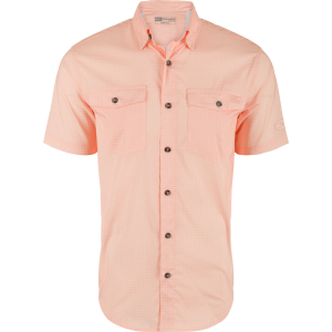 DRAKE Mens Frat Gingham Check Button-Down Peach Pearl Tonal SS Shirt (DS2265-PPT)
