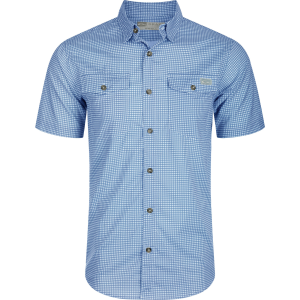 DRAKE Mens Frat Gingham Check Button-Down Marina Blue SS Shirt (DS2265-MBU)