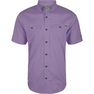 DRAKE Mens Frat Gingham Check Button-Down Petunia Purple SS Shirt (DS2265-PEP)