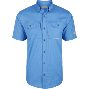 DRAKE Mens Wingshooter Trey Solid Dobby Button-Down Marina Blue SS Shirt (DS2605-MBU)