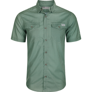 DRAKE Mens Frat Gingham Check Button-Down Pine Needle SS Shirt (DS2265-PNE)