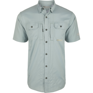 DRAKE Mens Wingshooter Trey Solid Dobby Button-Down Quarry SS Shirt (DS2605-QRY)