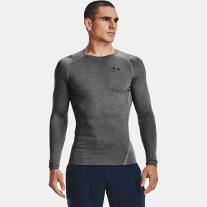 UNDER ARMOUR Men's HeatGear Carbon Heather / Black LS Shirt (1361524-090)