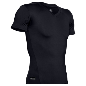 UNDER ARMOUR Men's Tactical HeatGear Compression Black/Clear Medium V-Neck T-Shirt (1216010-001-MD)