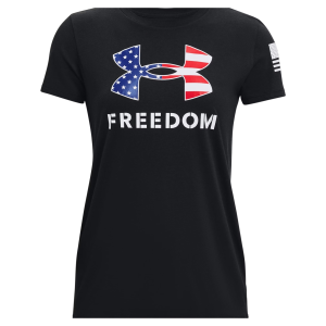 UNDER ARMOUR Women's UA Freedom Logo Medium Black/White T-Shirt (1370815-002-MD)
