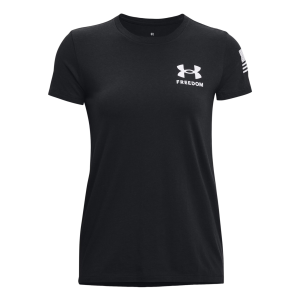 UNDER ARMOUR Women's UA Freedom Banner Medium Black/White T-Shirt (1370819-001-MD)