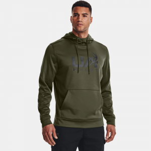 UNDER ARMOUR Men's Armour Fleece Hunt Logo OD Green / Black Hoodie (1375114-390)