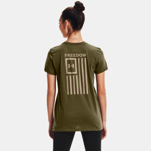 Under Armour UNDER ARMOUR Women's Freedom Flag Marine OD Green/Desert Sand T-Shirt (1370814-390) - $18.18 at GritrSports