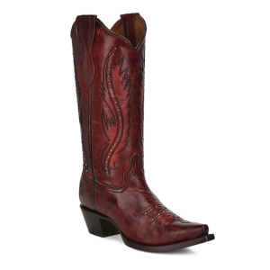 CORRAL Women's Wine Embroidery & Studs Western Boots (L2067-M-05) - Corral