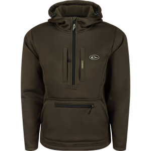 DRAKE Men's Ultimate Wader Quarter Zip Green Timber Hoodie (DW7420-GTB)
