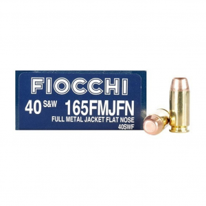 FIOCCHI 40 S&W 165 Grain FMJTC Ammo, 50 Round Box (40SWF)