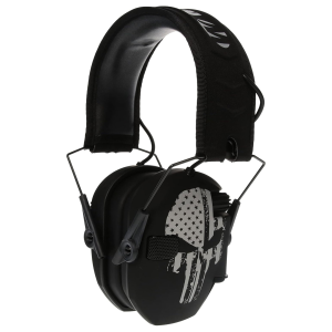 WALKER'S GAME EAR Freedom Black Electronic Ear Muffs with Punisher Logo (GWP-RSEMFS-PUN)