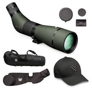 VORTEX Viper HD 20-60×85 Angled Spotting Scope with Spotting Scope Case and Men’s Flexfit Cap (V502+C77-82+120-66-CHRLXL)